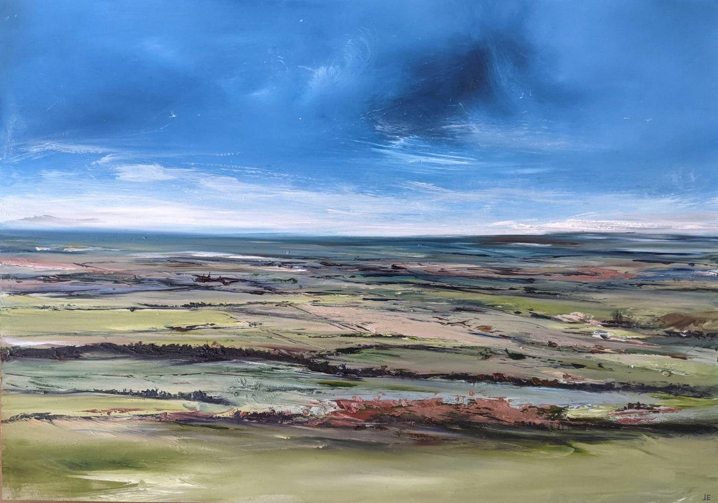 Coombe Hill View oil painting on MDF board, by Jo Earl