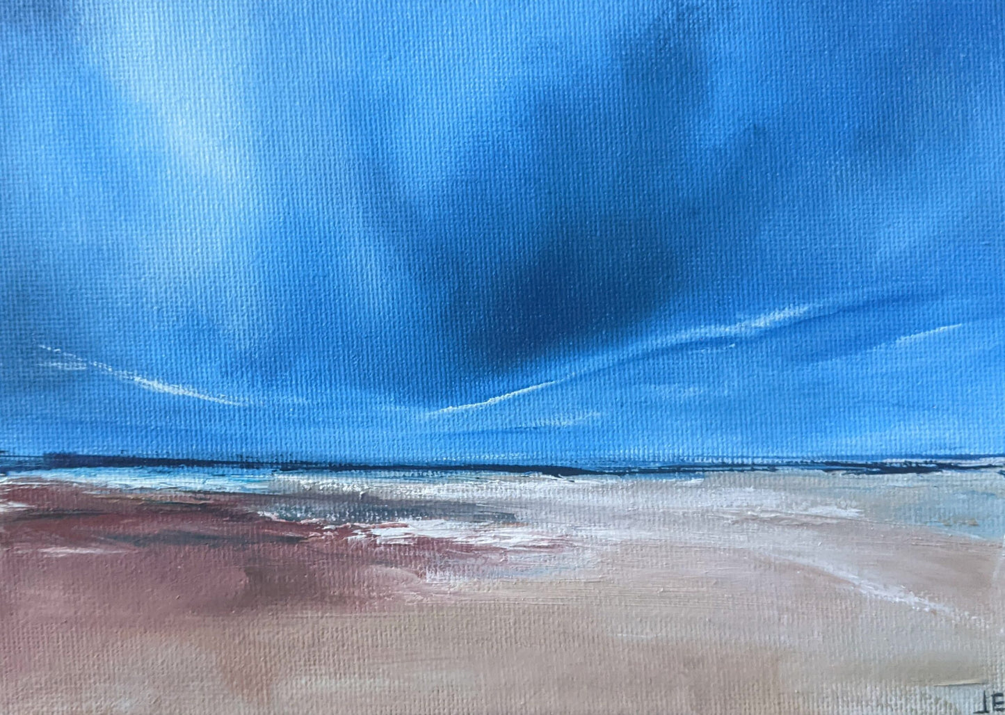 Miniature Abstract Seascape oil painting on canvas board, by Jo Earl