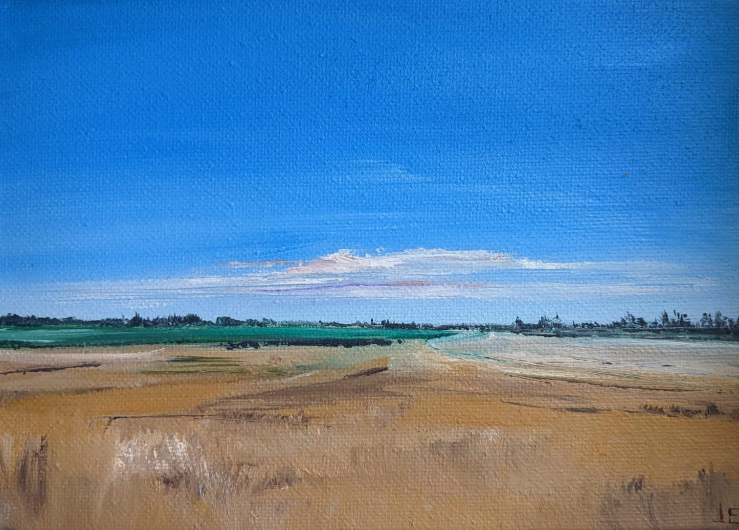 Miniature Countryside Landscape oil painting on canvas board, by Jo Earl