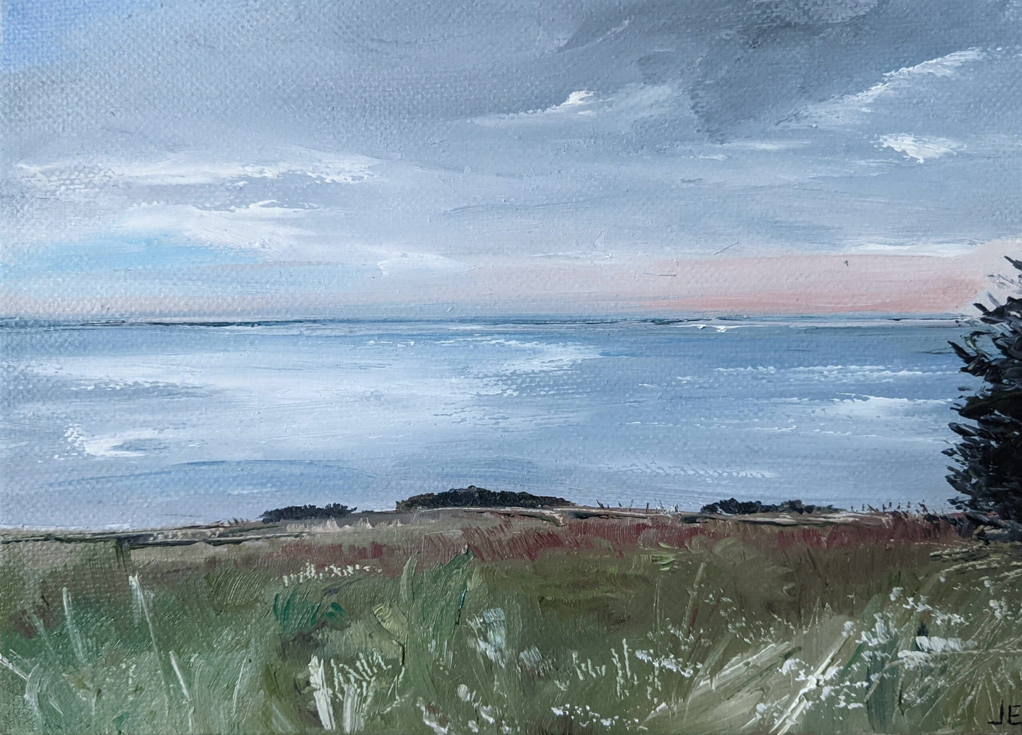 Miniature Eastbourne Seascape #2 oil painting on canvas board, by Jo Earl