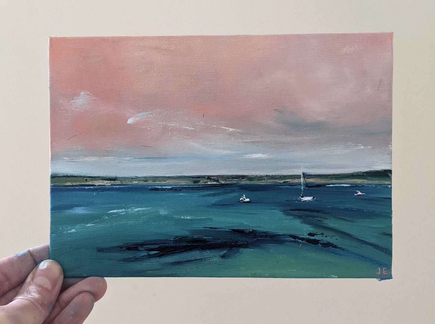 Miniature Redruth, Cornwall oil painting on canvas board in studio, by Jo Earl