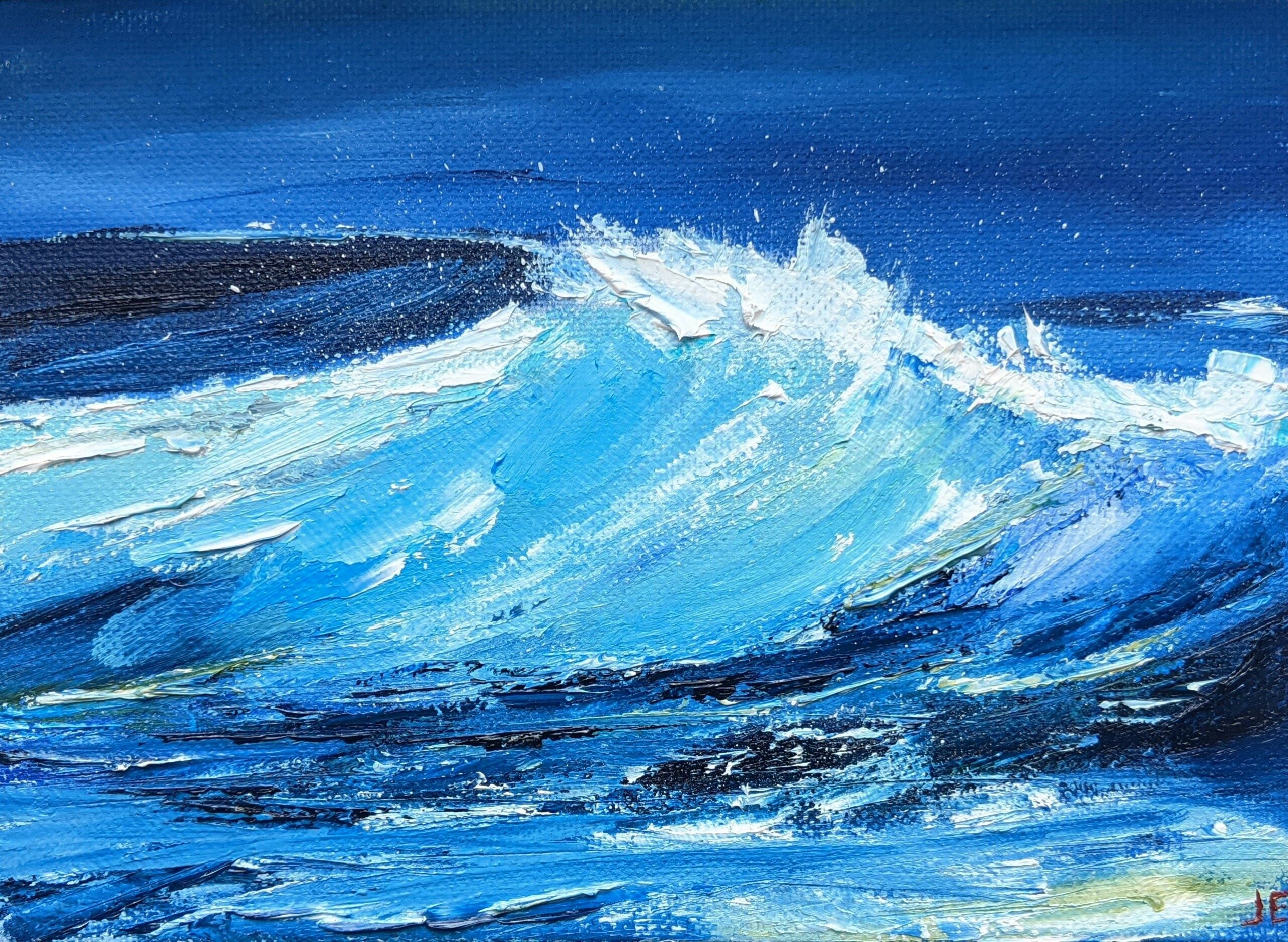 Hand-painted, hotsell oil, Seascape with Wave, 8x8,canvas, BarbaraHavilandArt