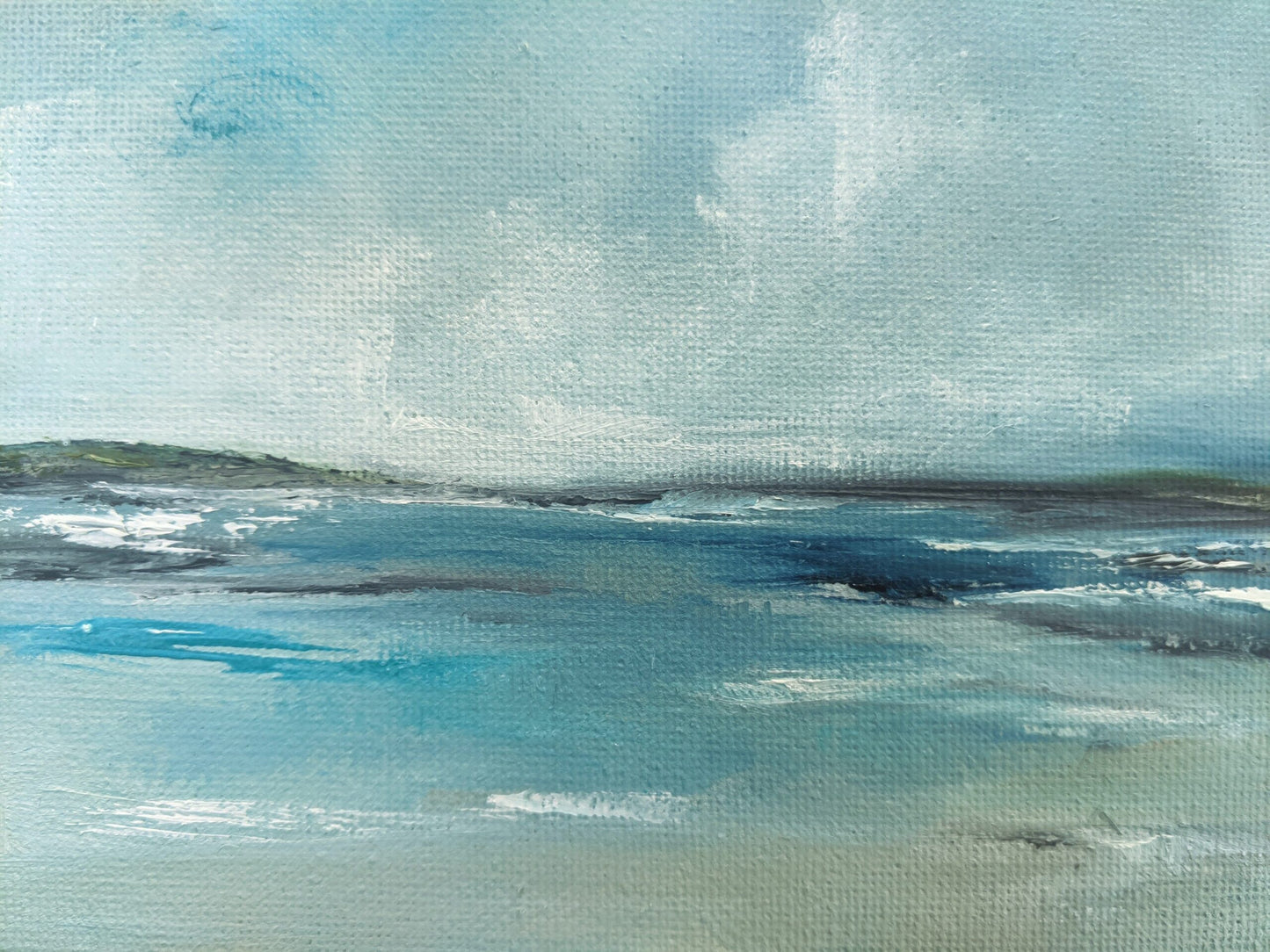Miniature Landscape #6 oil painting on canvas board close up, by Jo Earl