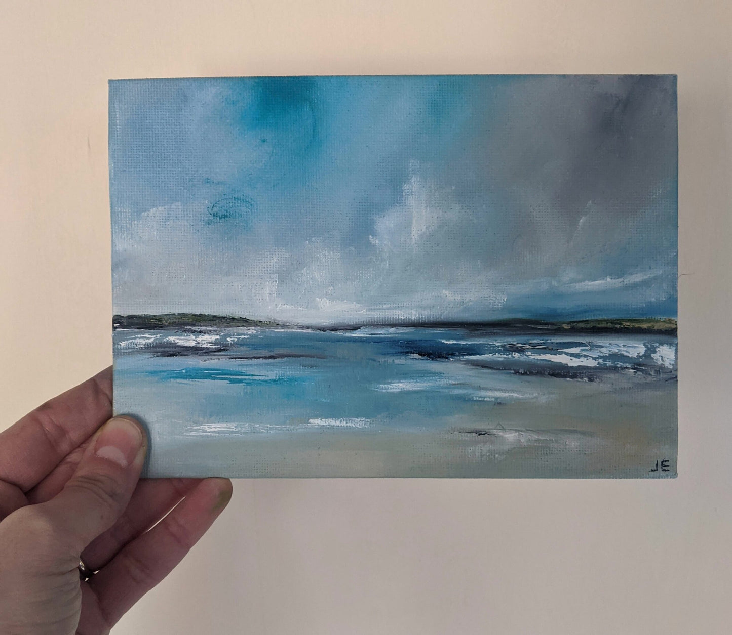 Miniature Landscape #6 oil painting in studio, by Jo Earl
