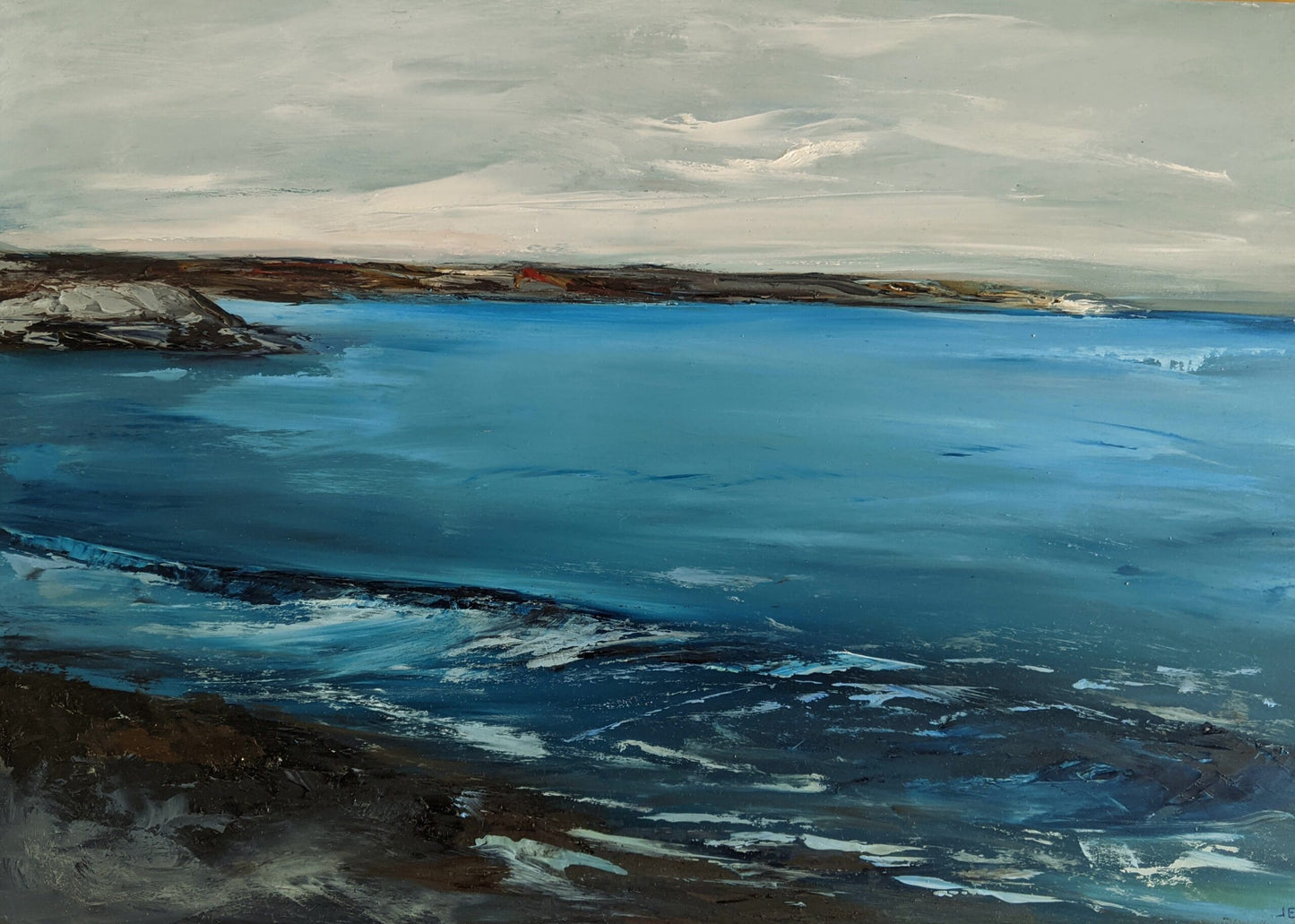 Weymouth Beach oil painting on MDF board, by Jo Earl