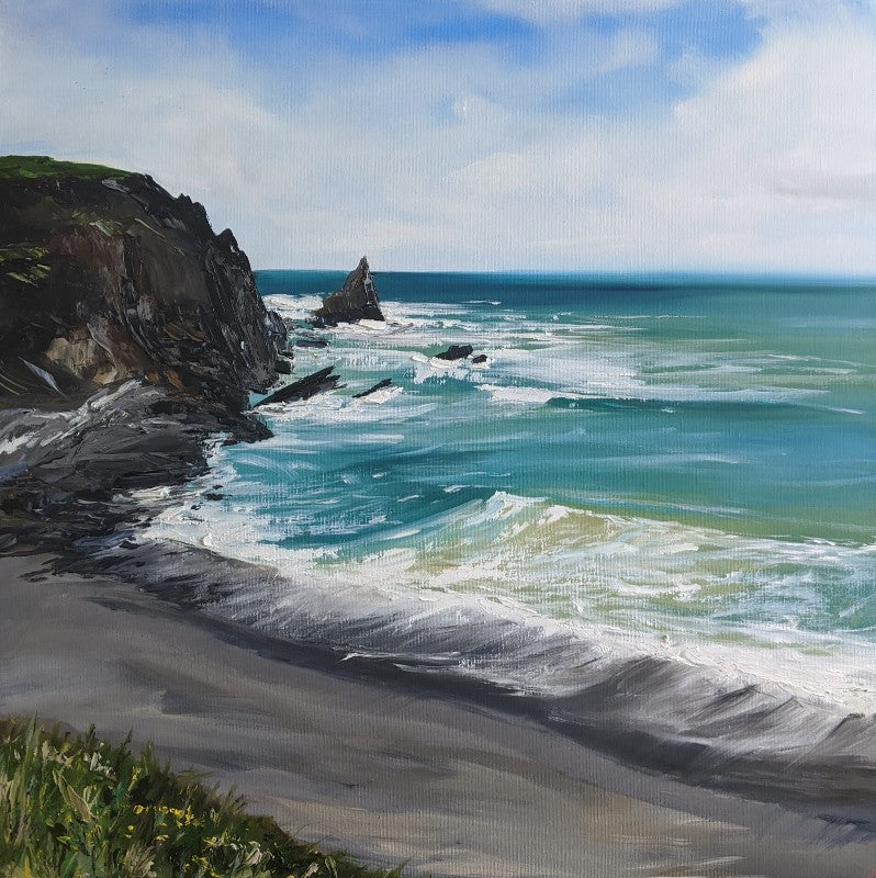 Oil painting of Hartland Quay in Devon England | Jo Earl