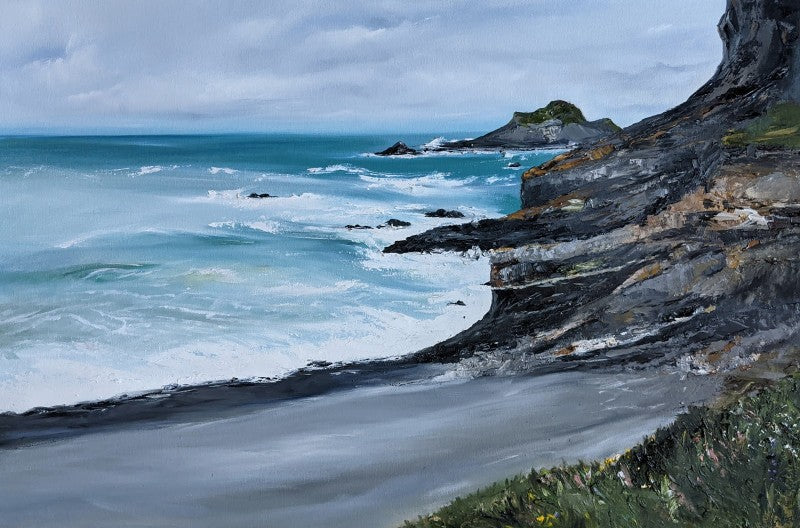 Hartland Quay North Devon oil painting on canvas | Jo Earl