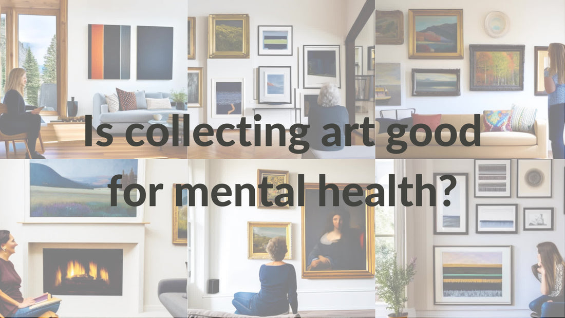 people admiring their art collections in their homes
