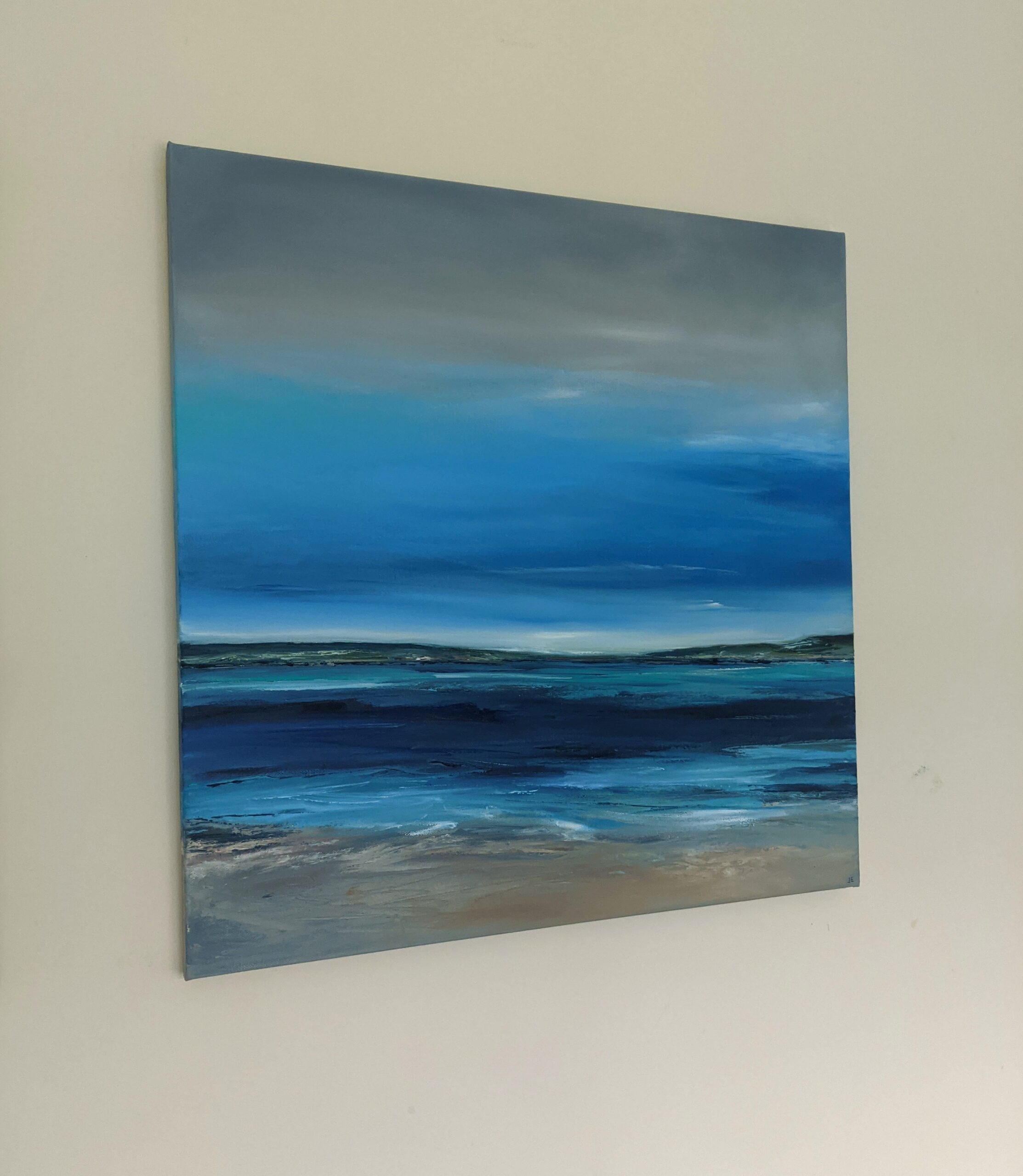 Blue World - good original colorful abstract seascape painting (5/6)