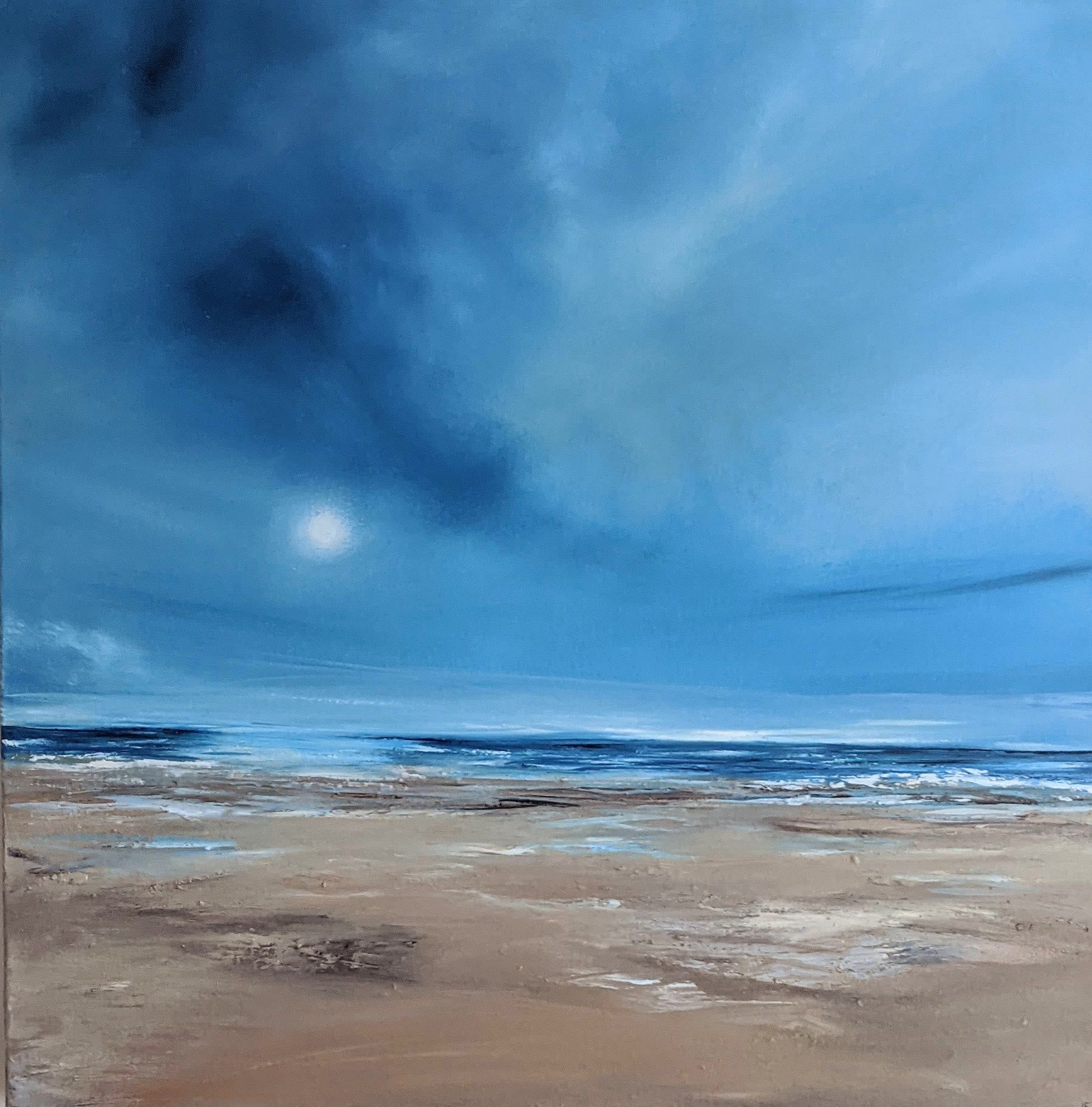 Oil painting of Blackpool Beach by Jo Earl