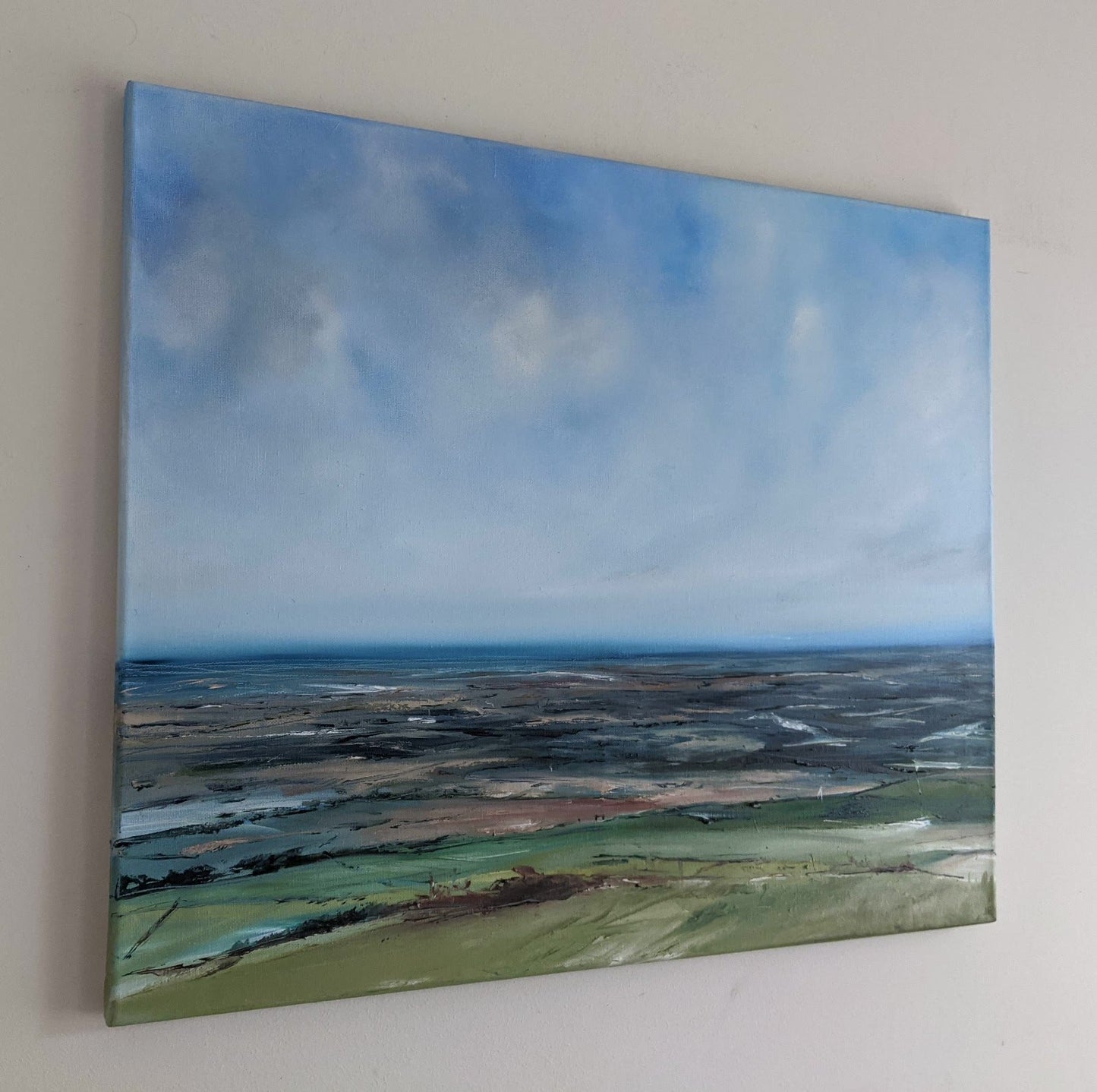 Coombe Hill Landscape oil painting on canvas in studio, by Jo Earl