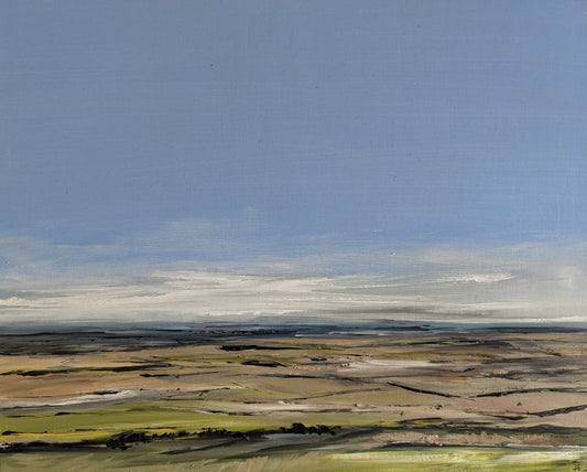 Coombe Hill View #3 Oil painting on cradled wood, by Jo Earl