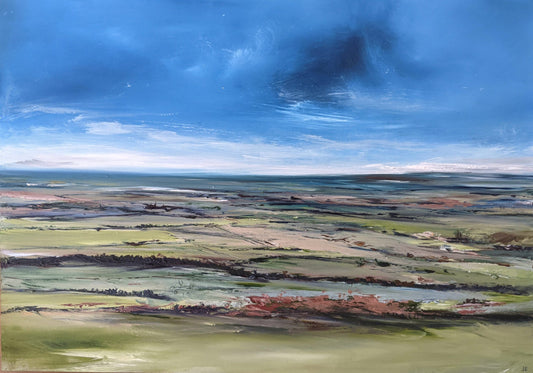 Coombe Hill View oil painting on MDF board, by Jo Earl