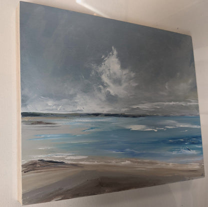 Eastbourne Seascape oil painting on cradled wood by Jo Earl