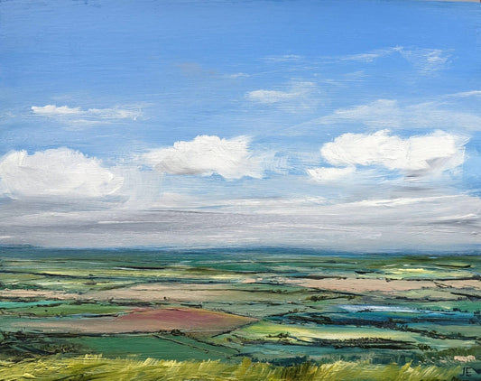 Coombe Hill View #4 oil painting on cradled wood by Jo Earl
