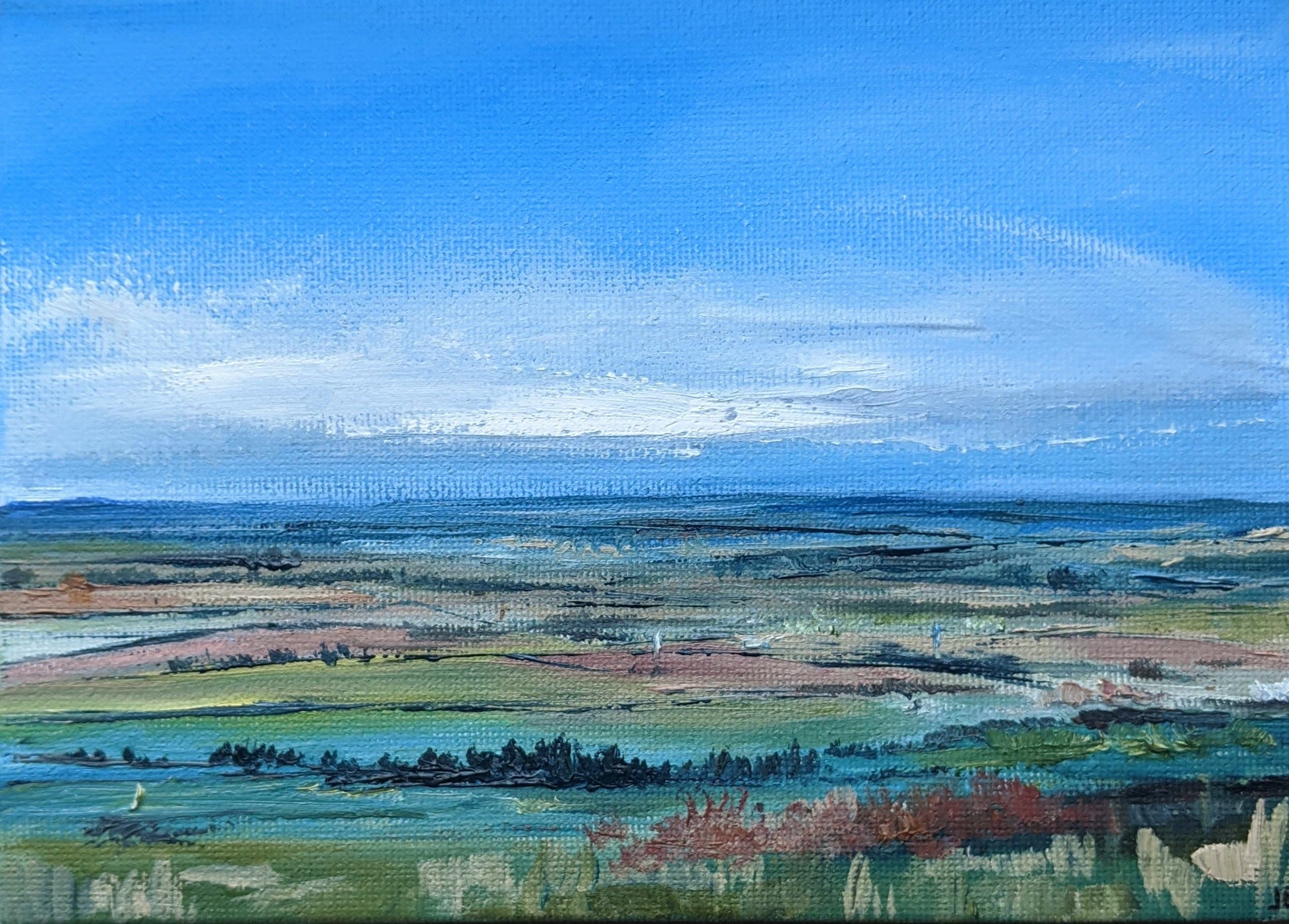 Miniature Coombe Hill Landscape #3 oil painting on canvas board, by Jo Earl