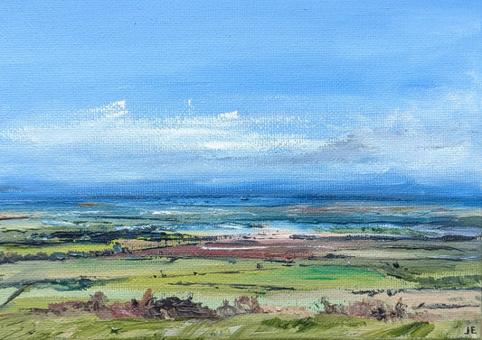 Miniature Coombe Hill Landscape oil painting on canvas board, by Jo Earl