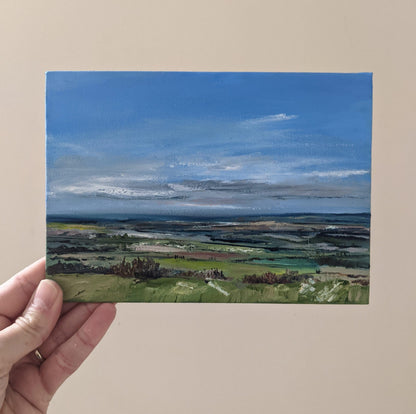 Miniature Coombe Hill Landscape #2 oil painting on canvas board in studio, by Jo Earl