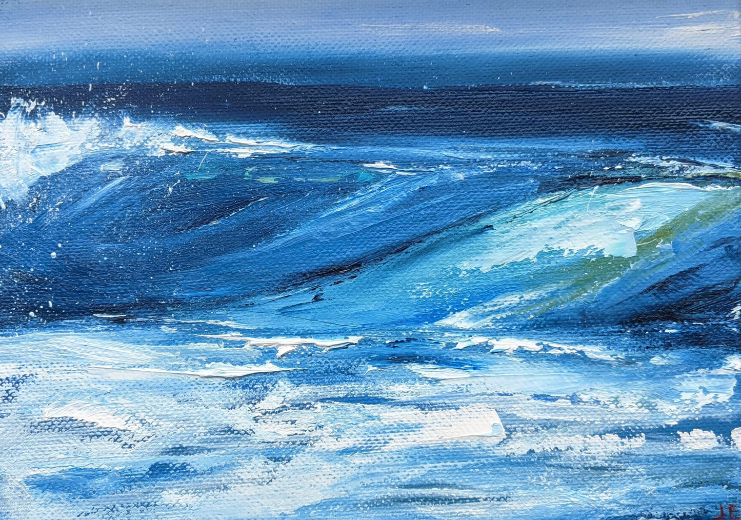 Miniature Wave Seascape #10 oil painting on canvas board, by Jo Earl