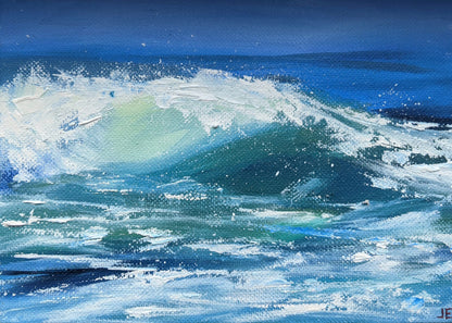 Miniature Wave Seascape #11 oil painting on canvas board, by Jo Earl