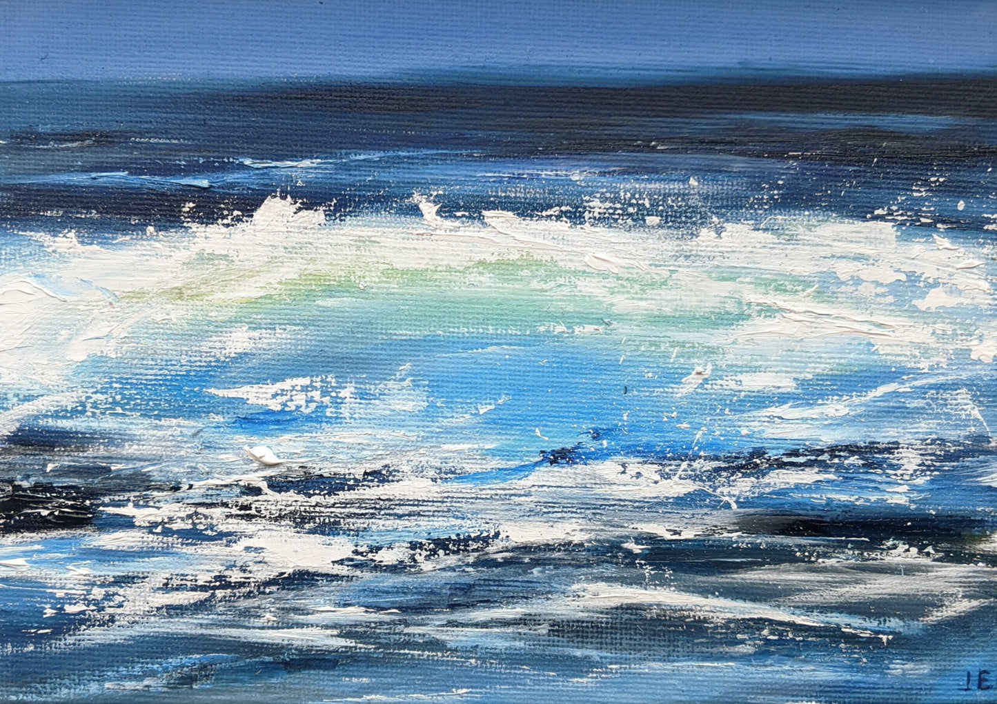 Miniature Wave Seascape #2 oil painting on canvas board, by Jo Earl