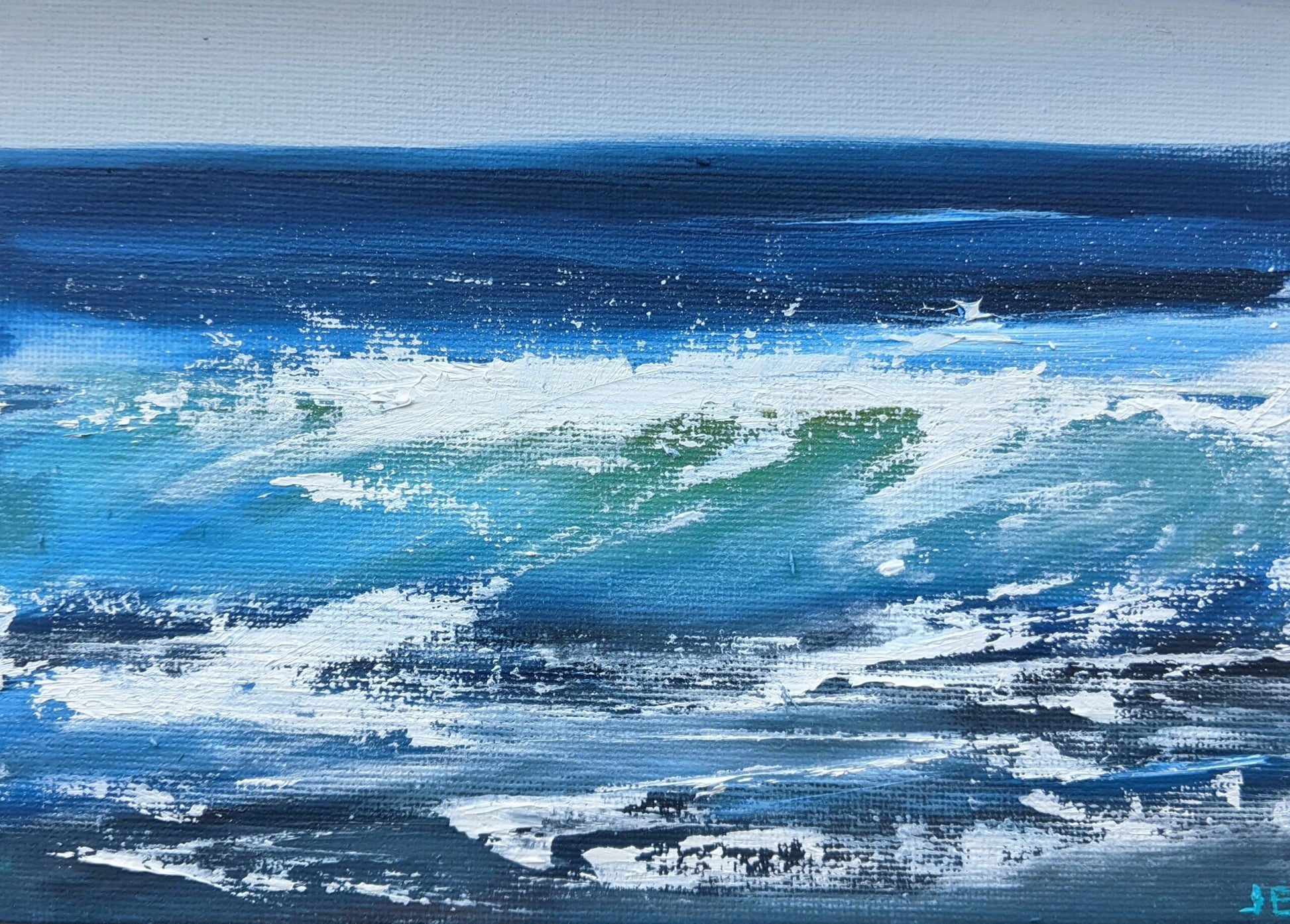Miniature Wave Seascape #3 oil painting on canvas board, by Jo Earl