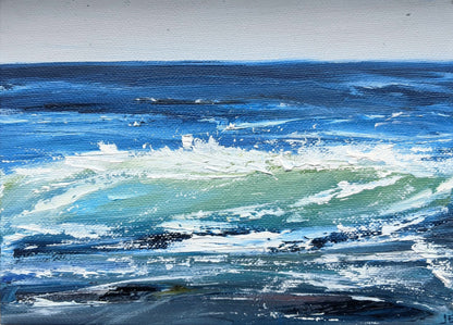 Miniature Wave Seascape #4 oil painting on canvas board, by Jo Earl