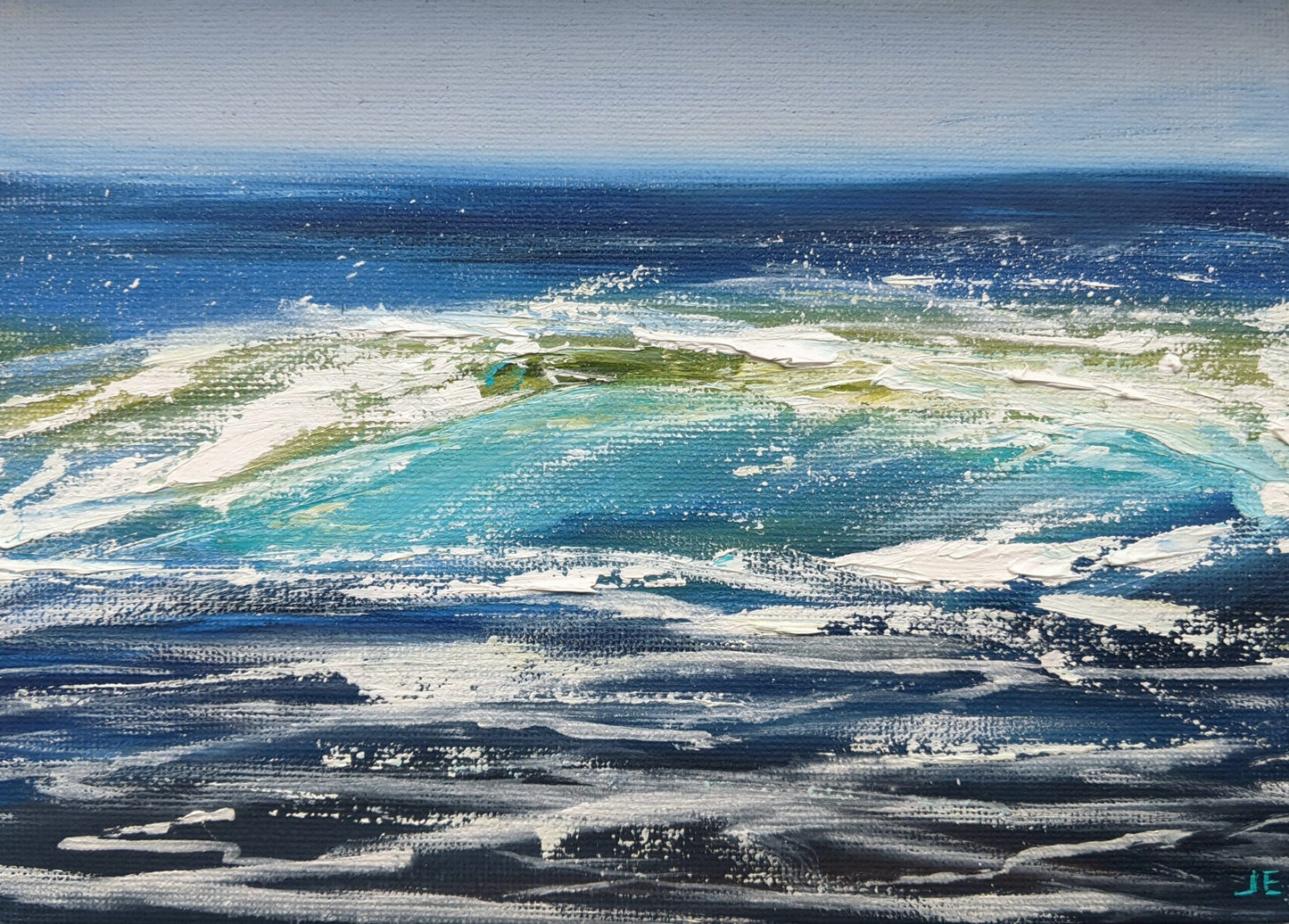 Miniature Wave Seascape #6 oil painting on canvas board, by Jo Earl