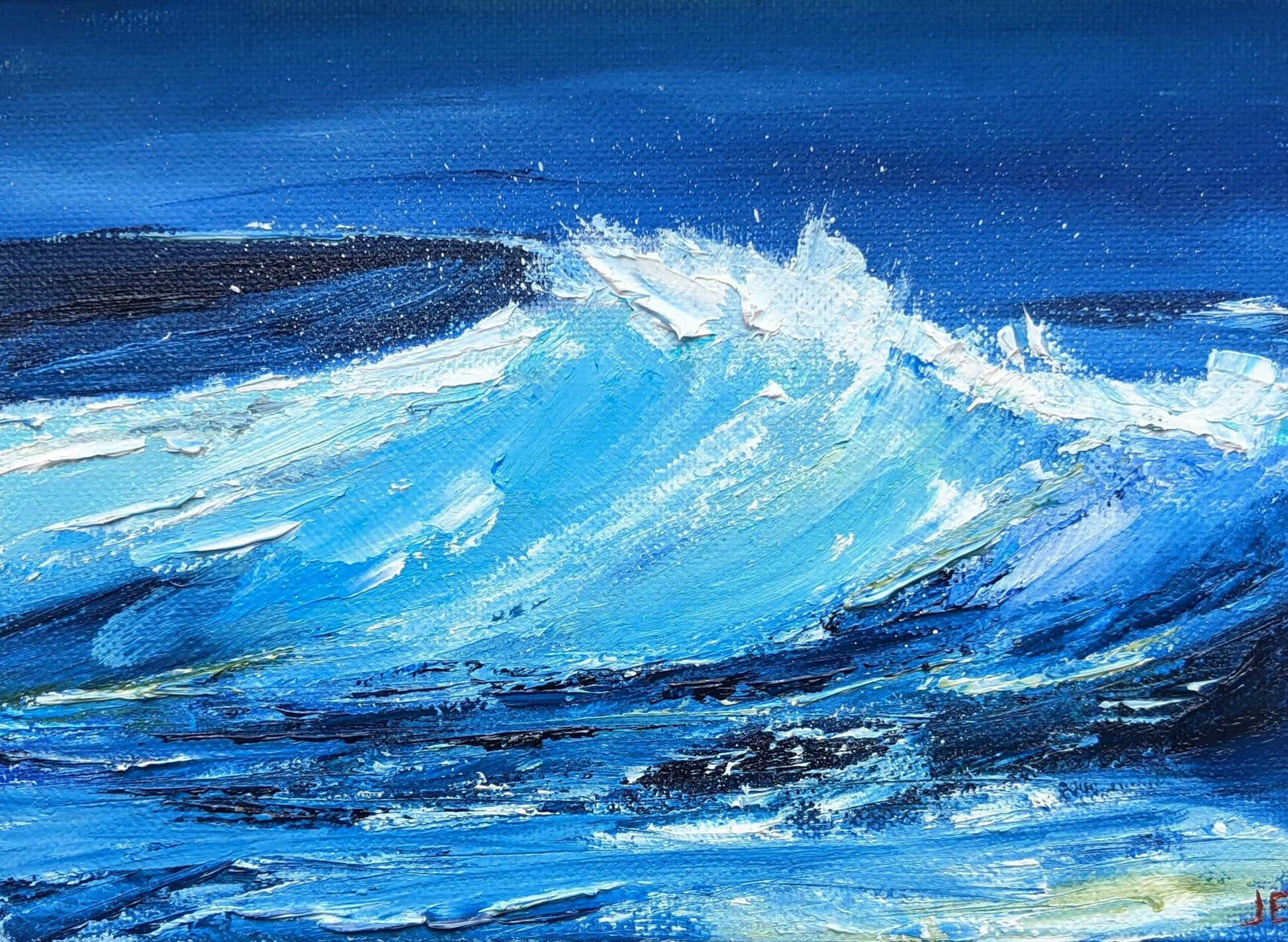 Miniature Wave Seascape #8 oil painting on canvas board, by Jo Earl
