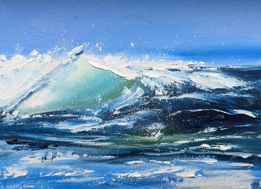 Miniature Wave Seascape #9 oil painting on canvas board, by Jo Earl