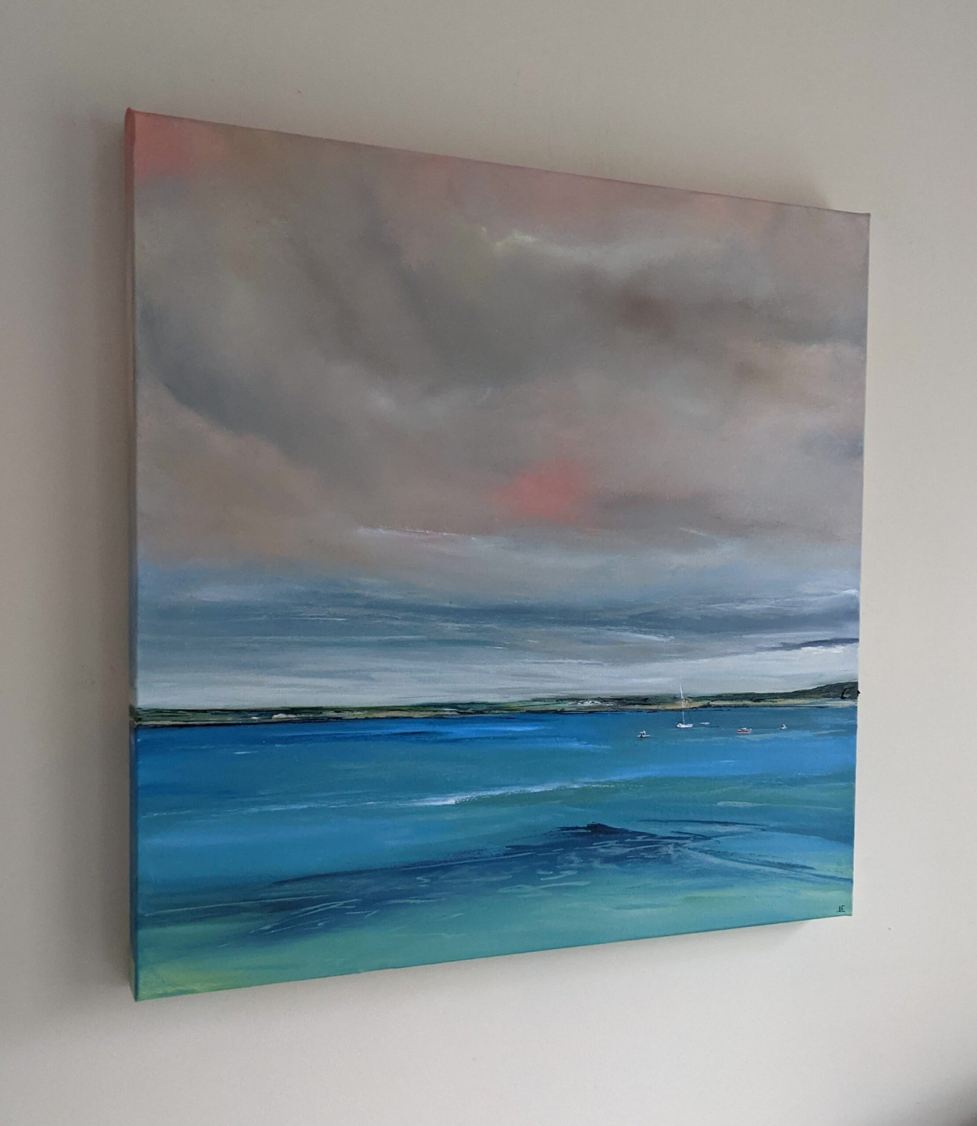Redruth Seascape, Cornwall oil painting on canvas on wall, by Jo Earl