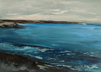 Weymouth Beach oil painting on MDF board, by Jo Earl