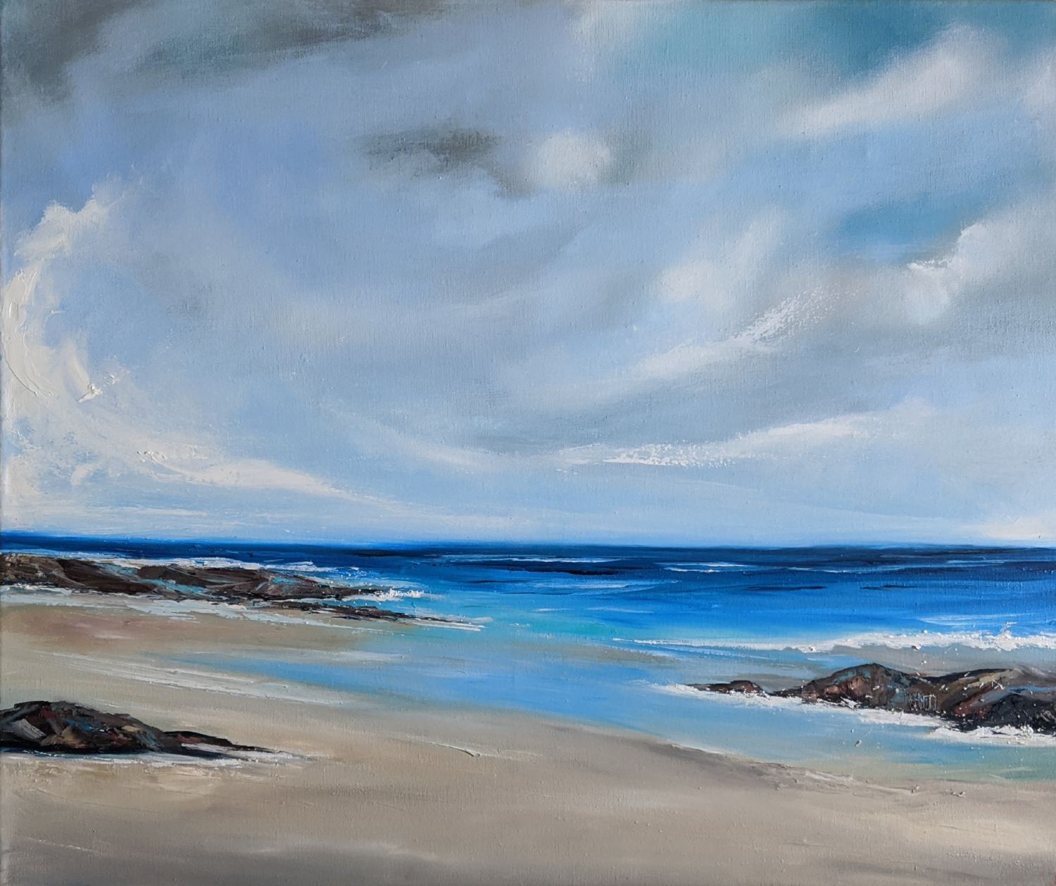 A walk along the coast oil painting by Jo Earl