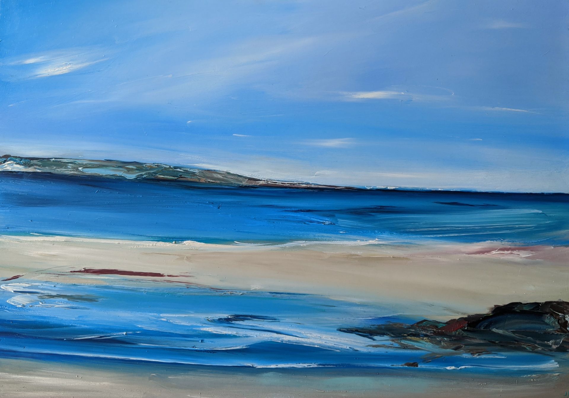Untroubled coast oil painting by Jo Earl
